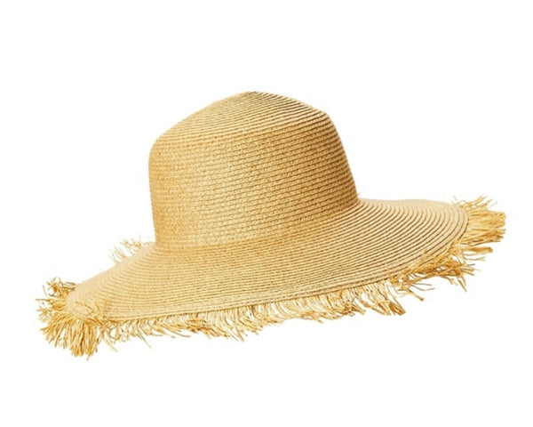 A366-STRAW SUN HAT W/ FRINGE