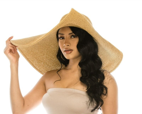 QN1882-OVERSIZED BEACH HAT W/ PIN UP BRIM