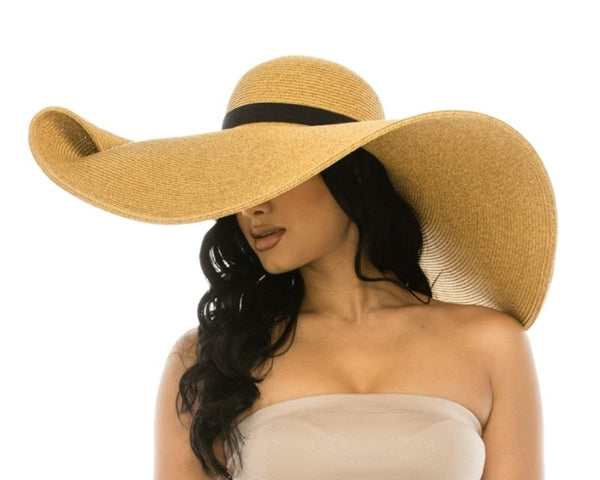 QN1882-OVERSIZED BEACH HAT W/ PIN UP BRIM