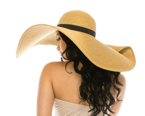 QN1882-OVERSIZED BEACH HAT W/ PIN UP BRIM