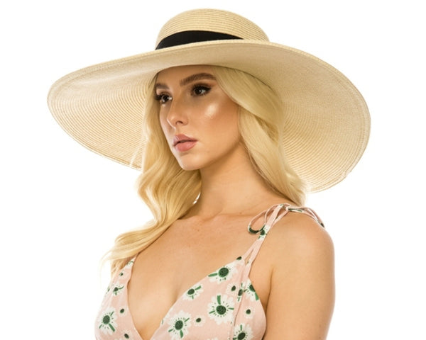 A368-6 INCH BRIM SUN HAT W/ WIDE BAND