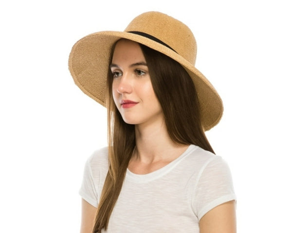 A369-TOYO STRAW BUCKET HAT W/ NARROW RIBBON TIE