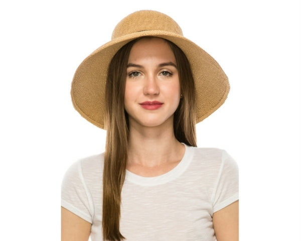 A369-TOYO STRAW BUCKET HAT W/ NARROW RIBBON TIE