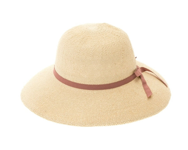 A369-TOYO STRAW BUCKET HAT W/ NARROW RIBBON TIE