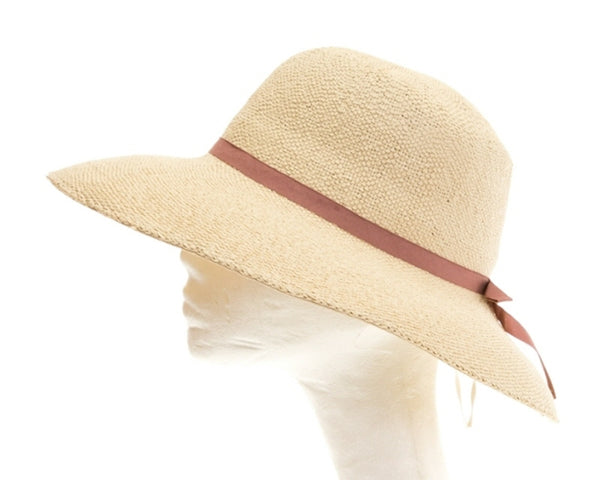 A369-TOYO STRAW BUCKET HAT W/ NARROW RIBBON TIE