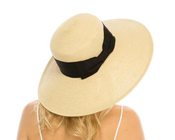 A371-DOWNBRIM STRAW HAT W/ WIDE BOW