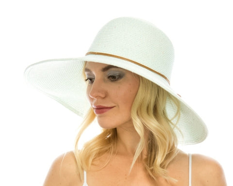 A374-SHIMMERY LAMPSHADE STRAW HAT