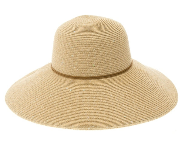 A374-SHIMMERY LAMPSHADE STRAW HAT