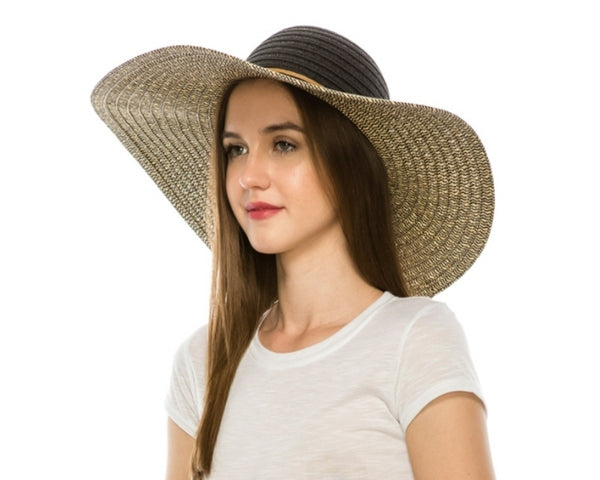 A375-2  TONE HEATHERED STRAW SUN HAT