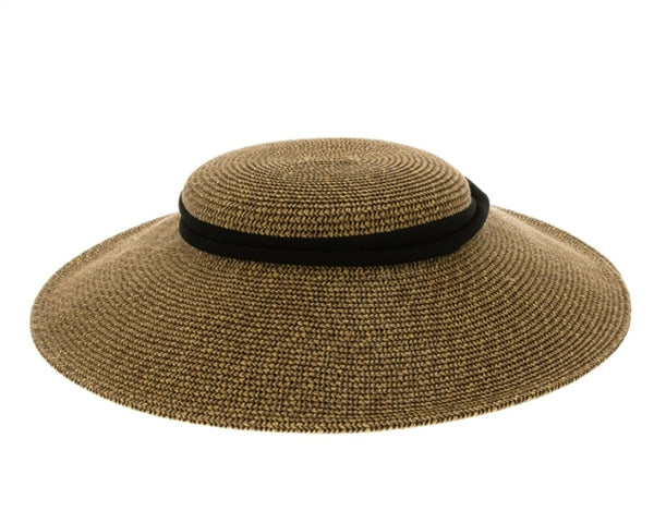 A376-COLLAPSIBLE STRAW HAT W/ FABRIC BAND