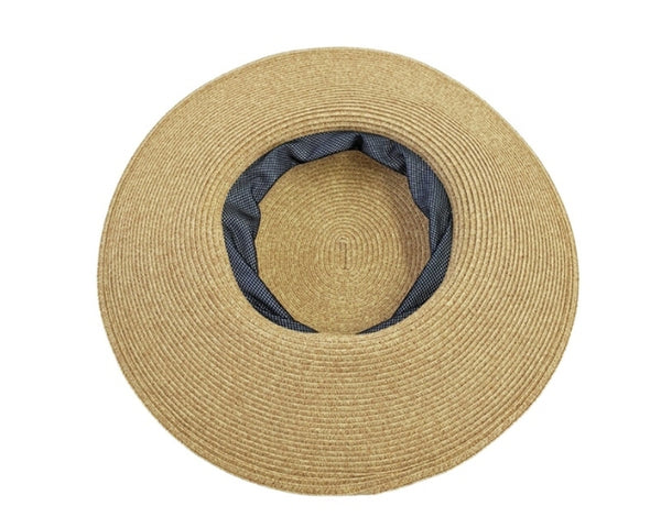 A376-COLLAPSIBLE STRAW HAT W/ FABRIC BAND