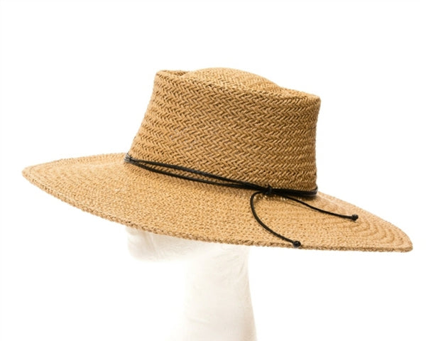 A381-HANDWOVEN WIDE BRIM GAMBLER HAT