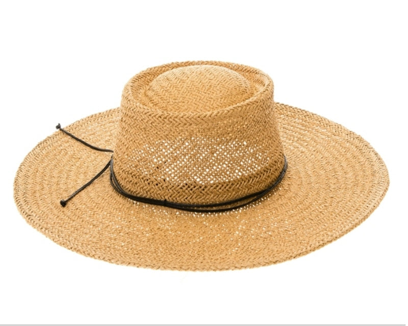 A381-HANDWOVEN WIDE BRIM GAMBLER HAT