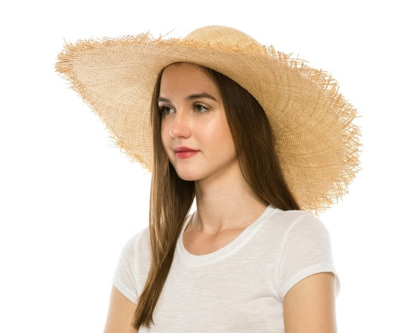 A382-FRAYED EDGE NATURAL STRAW HAT