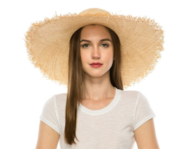 A382-FRAYED EDGE NATURAL STRAW HAT