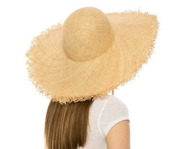 A382-FRAYED EDGE NATURAL STRAW HAT