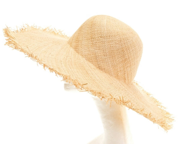 A382-FRAYED EDGE NATURAL STRAW HAT