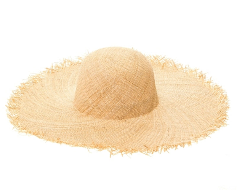 A382-FRAYED EDGE NATURAL STRAW HAT