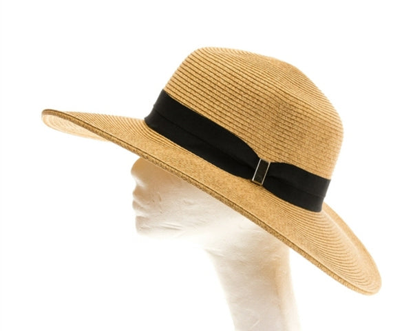 A386-SUN HAT W/ GOLD BAR ACCENT