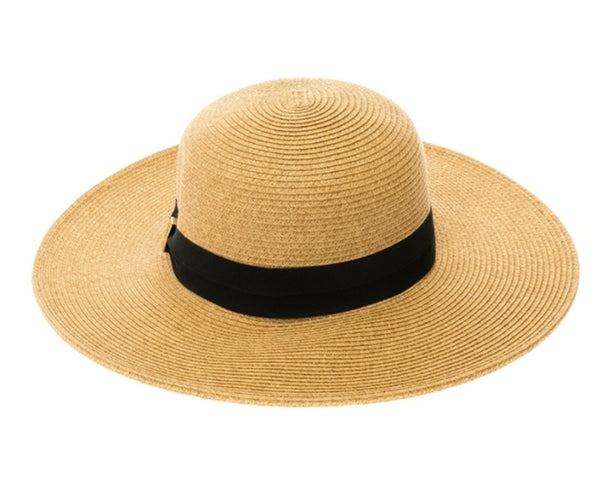 A386-SUN HAT W/ GOLD BAR ACCENT