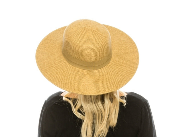 A386-SUN HAT W/ GOLD BAR ACCENT