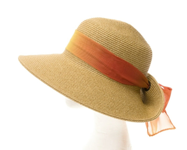 A388-SUN HAT W/ COLORFUL TIE BACK SASH