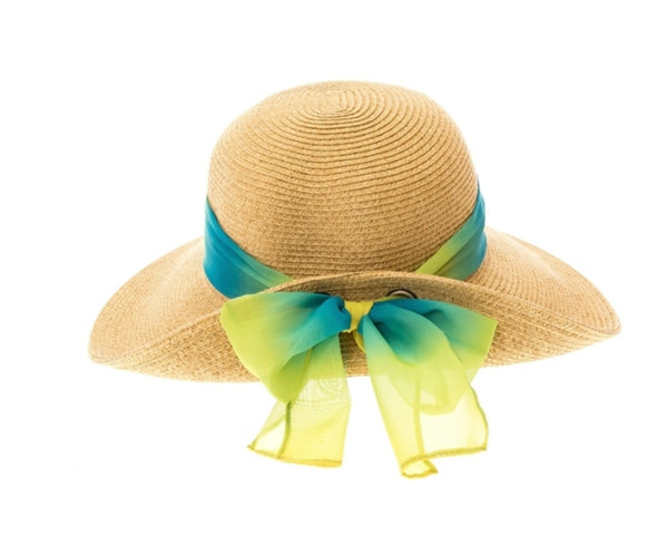 A388-SUN HAT W/ COLORFUL TIE BACK SASH