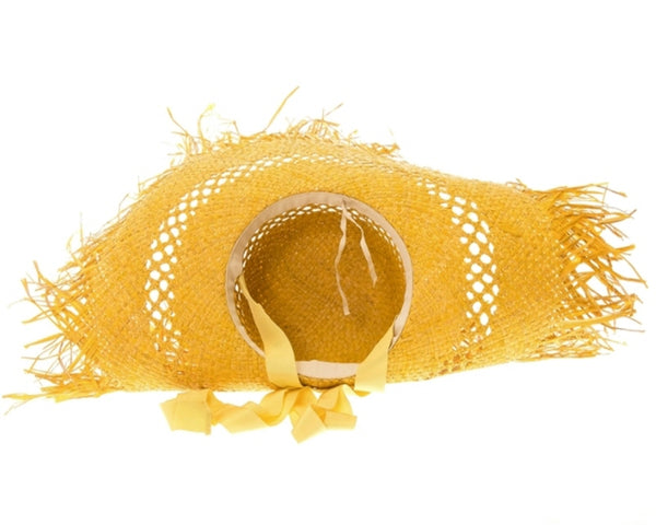 A392-FRAYED EDGE RAFFIA BEACH HAT W/ SASH