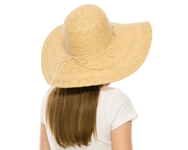 A393-RAFFIA BEACH HAT W/ SHELL TRIM