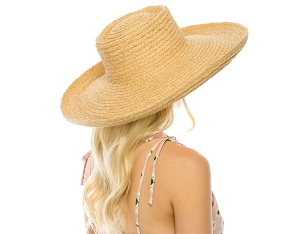 A397-RAFFIA GAMBLER HAT W/ UPTURNED BRIM