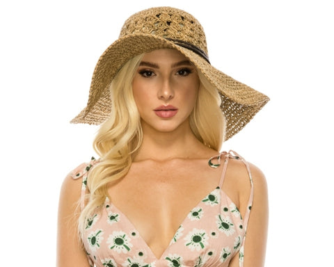 A398-SEAGRASS CROCHET SUN HAT WITH OPEN CROWN