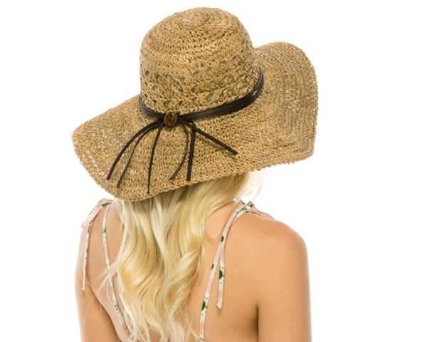 A398-SEAGRASS CROCHET SUN HAT WITH OPEN CROWN