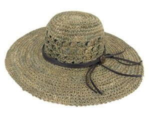 A398-SEAGRASS CROCHET SUN HAT WITH OPEN CROWN