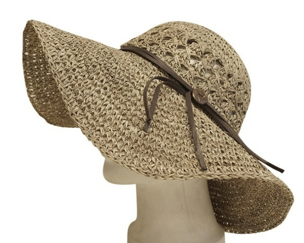 A398-SEAGRASS CROCHET SUN HAT WITH OPEN CROWN