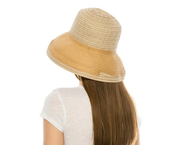 A405-RIBBON & STRAW KETTLE HAT