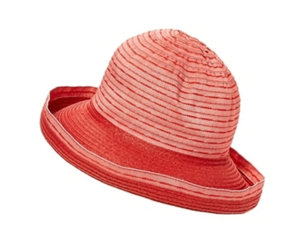 A405-RIBBON & STRAW KETTLE HAT