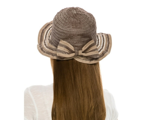 A406-ASYMMETRICAL STRIPED RIBBON CLOCHE