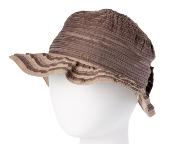 A406-ASYMMETRICAL STRIPED RIBBON CLOCHE