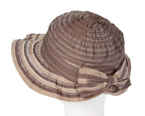 A406-ASYMMETRICAL STRIPED RIBBON CLOCHE