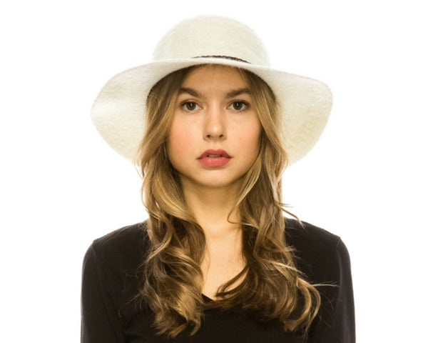 A463-MOHAIR KNIT SHORT BRIM FLOPPY HAT