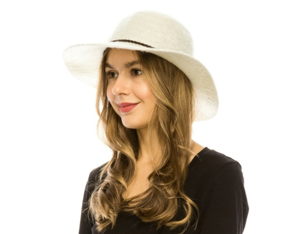 A463-MOHAIR KNIT SHORT BRIM FLOPPY HAT