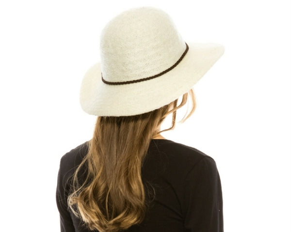 A463-MOHAIR KNIT SHORT BRIM FLOPPY HAT