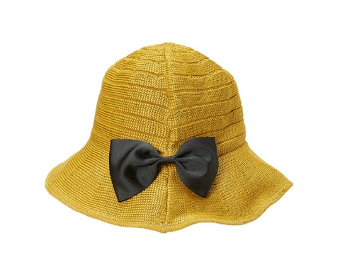 A465-KNIT BRIM HAT WITH BOW