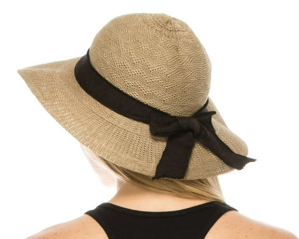 A466-SUN HAT - KNIT WITH BOW