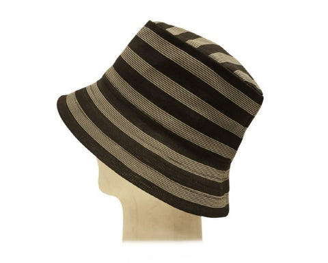 A474-BUCKET HAT - POLY KNIT W/ STRIPES