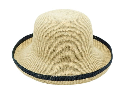 A486-ULTRAFINE CROCHET RAFFIA TURN UP HAT