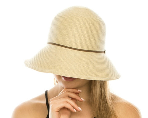 A498-MICROBRAID STRAW SUN HAT W/ THIN BAND