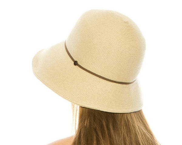 A498-MICROBRAID STRAW SUN HAT W/ THIN BAND