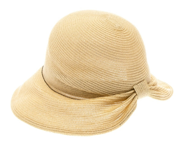 A499-MICROBRAID SUN HAT W/ SCRUNCHED BOW