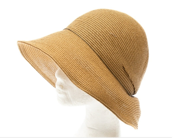 A499-MICROBRAID SUN HAT W/ SCRUNCHED BOW